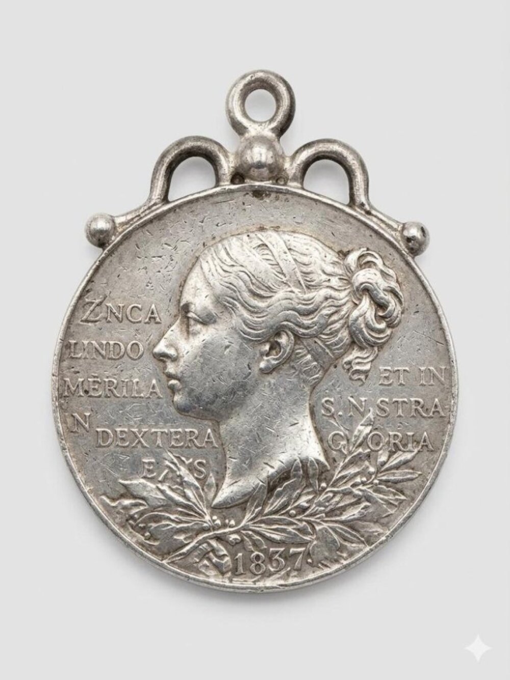 Antique Queen Victoria 1897 Diamond Jubilee Silver Medal Pendant 1"